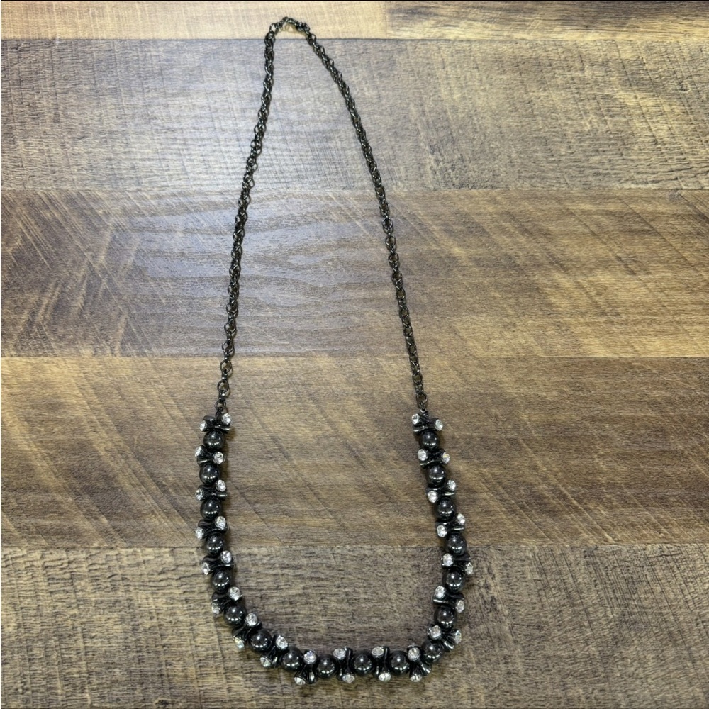 Loft Elegant Black and Silver Marble Beaded Necklace